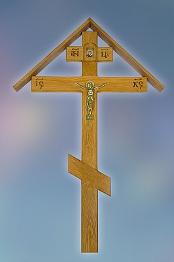 Крест на могилу из дуба "Элитный домик" нока металл